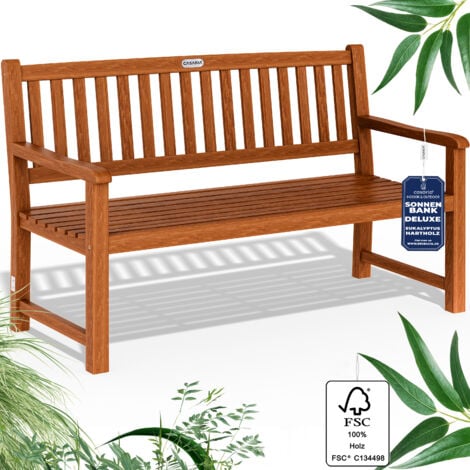 CASARIA® Maxima 3 Seater Wooden Garden Bench  FSC® Certified Eucalyptus Wood  152x55x92cm  Outdoor  Furniture Armrests & Backrest  Patio Deck Balcony  Weather-Resistant  480kg Load Capacity