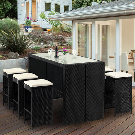 Garden rattan deals bar stools