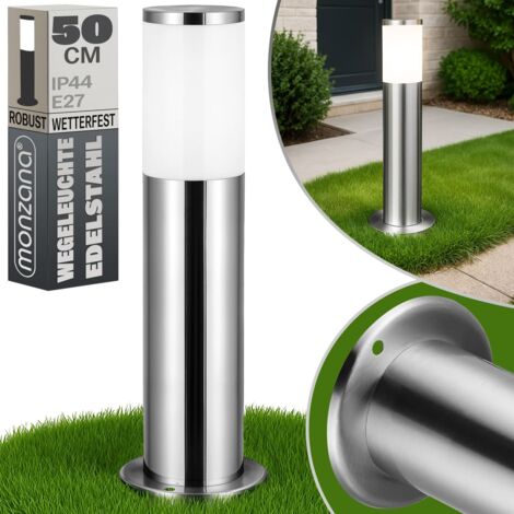MONZANA® Dahlia Stainless Steel Garden Bollard Post Light Floor Lamp Indoor Outdoor IP44 Protection E27 20w Max Bulb Fitting Driveway Patio Path Light silber (de)
