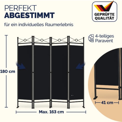 2x Paravent Room Divider Screen Black 4 Pieces Privacy Seperator Wall Partition