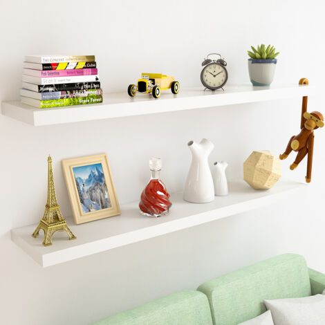 CASARIA® Floating Shelves Including Bracket  Wall Shelving Living Room Kitchen Bedroom Office  38mm Thick  Hidden Wall Fixing  15kg Capacity MDF  70cm White