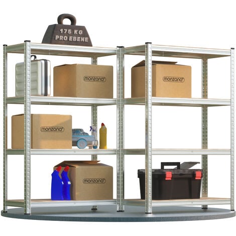 Deuba 2x Shelves Shelving Units Storage, 4 Tier Metal Shelving Unit