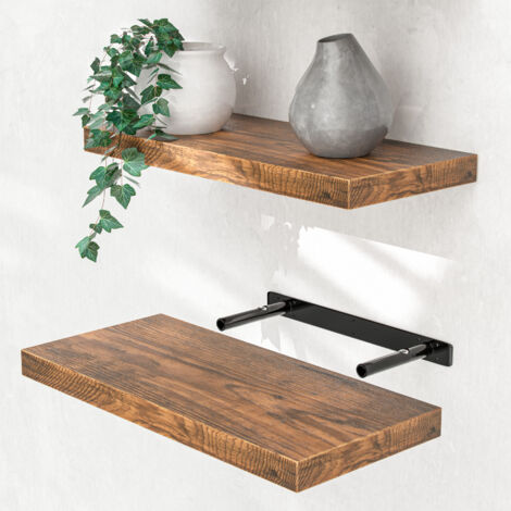 CASARIA® Floating Shelves Including Bracket  Wall Shelving Living Room Kitchen Bedroom Office  38mm Thick  Hidden Wall Fixing  15kg Capacity MDF  50cm Eiche dunkel (de)