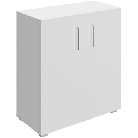 CASARIA Vela Bookshelf 2/ 3/ 5 Tier Modern Side Cabinet Bookcase Wooden Storage Unit Oak or White 2 Shelf with Doors White