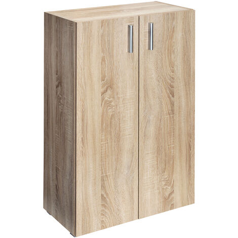 CASARIA Vela Bookshelf 2/ 3/ 5 Tier Modern Side Cabinet Bookcase Wooden Storage Unit Oak or White 3 Shelf with Doors Oak