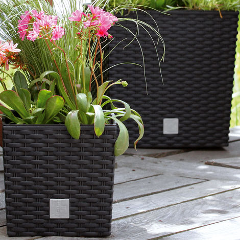 Details about   NEW!! Anthracite PP _ DRTS show original title Flower Pot Flowerpot Rattan Square Modern White 