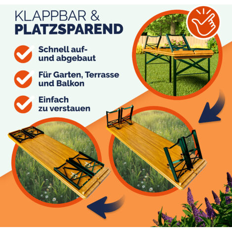 CASARIA® Folding Garden Picnic Table Bench Set 170cm Beer Table