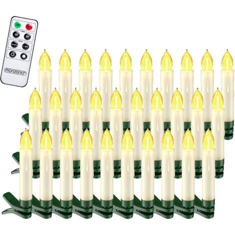 MONZANA® Battery Powered Clip On LED Candle Christmas Tree Lights White/Multi  30 Pieces / Warm White