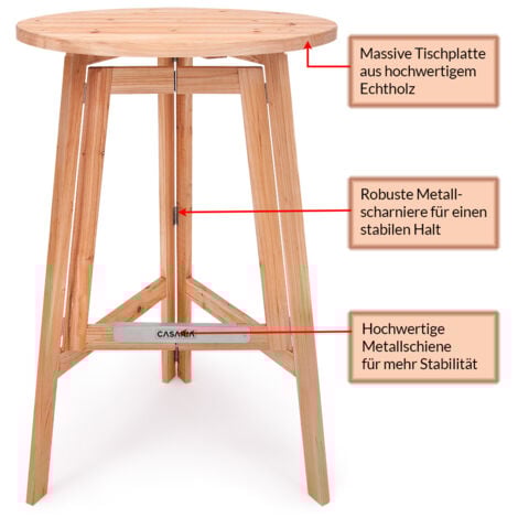 CASARIA® Bar Table  Wooden Foldable Breakfast Bar  High Dining Table  Large Round Table Top  78cm Diameter  Tea  Coffee  Cocktails  Drinks  Home  Pub  Bistro  78 x 111cm