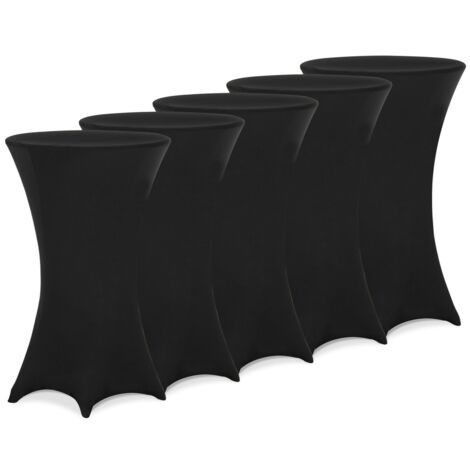 5x Fitted High Bar Cocktail Table Cloth Covers SPANDEX Lycra Stretch Wedding  5er Set Ø80 cm / schwarz (de)