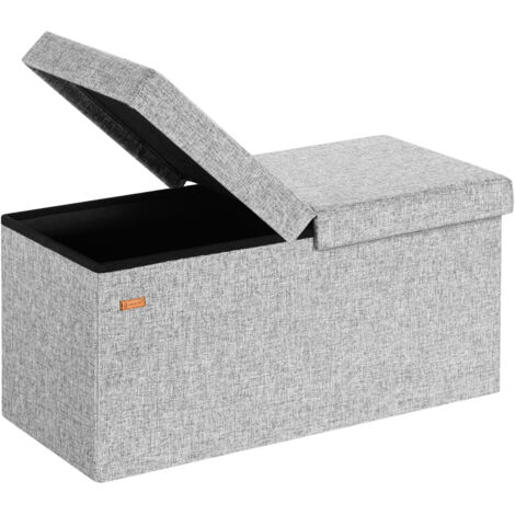 CASARIA® Foldable Ottoman Chest Bench with Folding Padded Lid 100/131 Litres L Light Grey