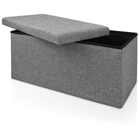 Deuba Ottoman Storage Box Seat Bench Toy Box Stool Cubes MDF Seat Cube Chest Bench Seat Chest Sturdy Spacious Robust Easy-Care White Brown Black Dark Grey Gray L - Grau (de)