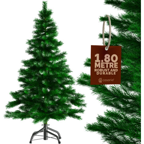 Casaria Christmas Tree 140/150/180/240 cm W/ Metal Stand Christmas Decoration Artificial Christmas Tree PVC PE Green White  180cm  Standard  Green