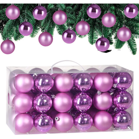 CASARIA® 54x 6cm Christmas Tree Baubles Set Xmas Decorations Balls Festive Indoor Outdoor Hanging Ornaments 27x Glossy 27x Matt Finish Holiday Decs Red/Gold/Copper/Blue/Silver/Pink Candy Pink (1/9)
