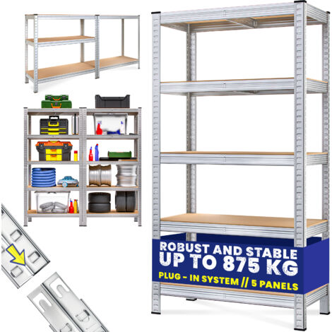 MONZANA® Garage Shelves Industrial Racking Heavy Duty Free Standing Plug-In Shelving Units Warehouse Shed Workshop 5 Tier - 180x90x60cm