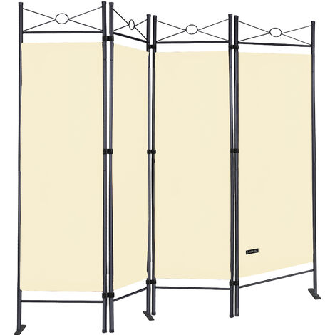 Partition Wall Lucca 180x163cm Flexible Base Opaque 30°C Washable Stable Indoor Living Room Screen Room Divider Cream