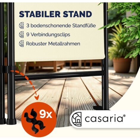 CASARIA® Lucca Room Divider Partition Wall Folding Privacy Screen Indoor/Outdoor  Cream
