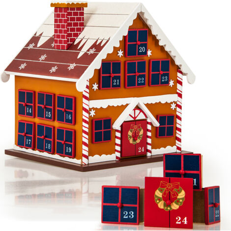 Spielwerk Traditional Wooden Christmas Advent Calendar Reusable Xmas Countdown Advent Calendar Winter Cottage