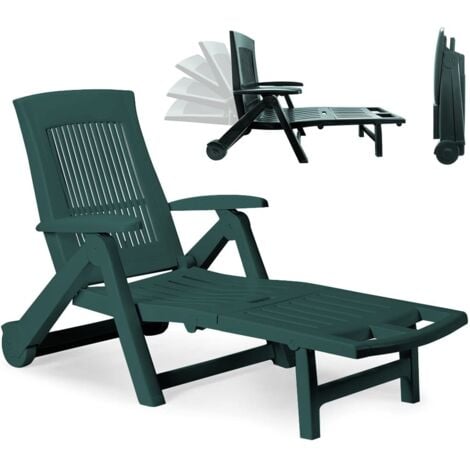 Garden Sun Lounger  5- Way Adjustable Backrest  Portable Foldable Sun Bed  Weather-Resistant  Reclining Outdoor Furniture  Lawn Patio Balcony  Camping Beach Festivals  Green