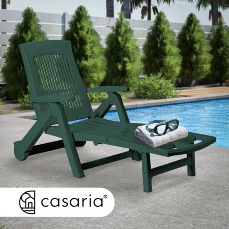 Garden Sun Lounger  5- Way Adjustable Backrest  Portable Foldable Sun Bed  Weather-Resistant  Reclining Outdoor Furniture  Lawn Patio Balcony  Camping Beach Festivals  Green