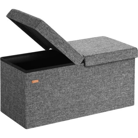 CASARIA® Foldable Ottoman Chest Bench with Folding Padded Lid 100/131 Litres  L Dark Grey