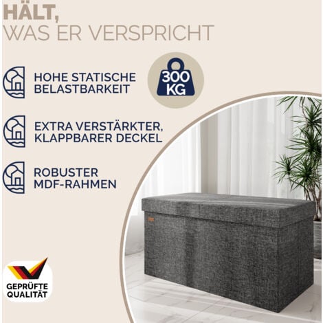CASARIA® Foldable Ottoman Chest Bench with Folding Padded Lid 100/131 Litres  L Dark Grey