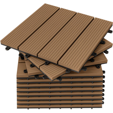 CASARIA® 1x WPC Composite Decking Tile 30x30cm  Cuttable Interlocking System  Drainage System  Garden Balcony Patio Click Lock-In Flooring Deck  Anthracite Terracotta  Classic terracotta