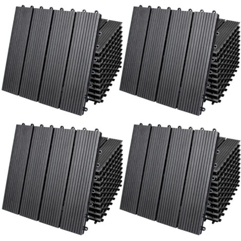 CASARIA® WPC Composite Decking Tiles 30x30cm Cuttable Interlocking System Drainage System Garden Balcony Patio Click Lock-In Flooring Deck Anthracite Terracotta Multipack 44x Classic anthracite