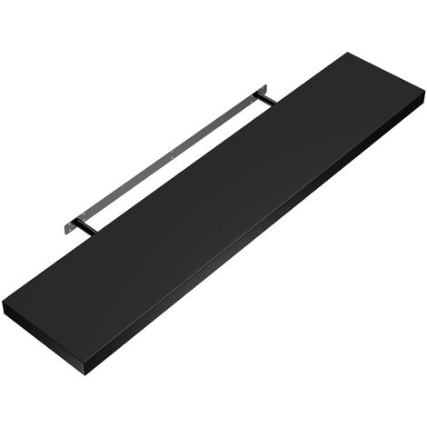 CASARIA® Floating Shelves Including Bracket  Wall Shelving Living Room Kitchen Bedroom Office  38mm Thick  Hidden Wall Fixing  15kg Capacity MDF  110cm schwarz (de)