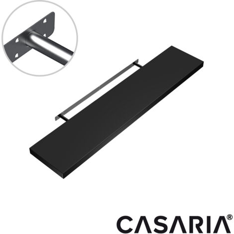 CASARIA® Floating Shelves Including Bracket  Wall Shelving Living Room Kitchen Bedroom Office  38mm Thick  Hidden Wall Fixing  15kg Capacity MDF  110cm schwarz (de)