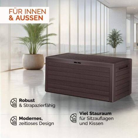 CASARIA® Outdoor Garden Storage Box  280L  Waterproof  Plastic, Lockable Storage Container w/Lid  Cushion Blanket Chest  Parcel Box, Tool Box, Toy Box  Brown  Brown