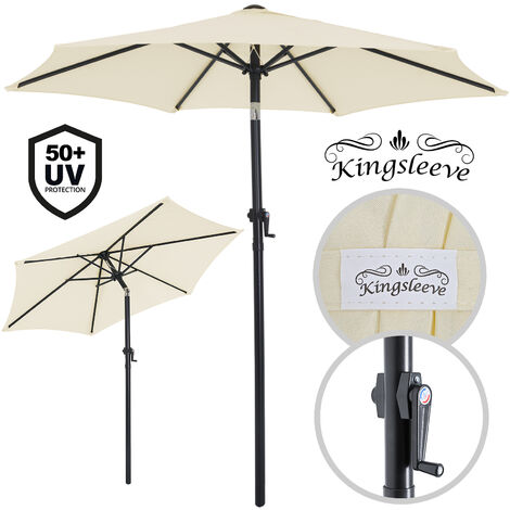 Garden Sun Parasol 2m Aluminium UV50+ Patio Umbrella Canopy Shade Crank Handle Beige