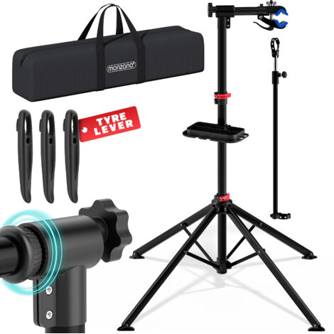 Monzana Bike Repair Stand Heavy Duty Rack With Carry Bag Magnetic Tool Tray 66lbs Folding Adjustable