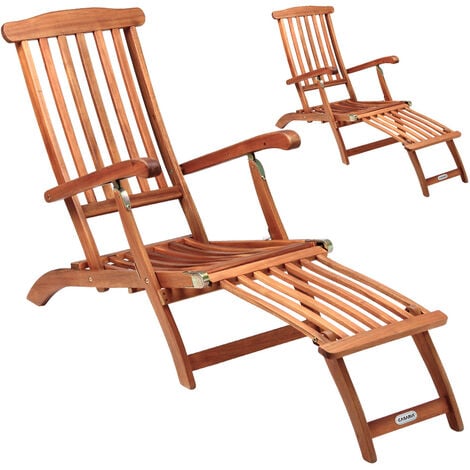 CASARIA® 2x Queen Mary Sun Loungers  FSC®-Certified Acacia Wood  160kg Load Capacity  Weatherproof Wooden Garden Lounger With Armrests  Adjustable Footrest Section