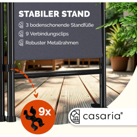 CASARIA® Lucca Room Divider Partition Wall Folding Privacy Screen Indoor/Outdoor  Anthracite