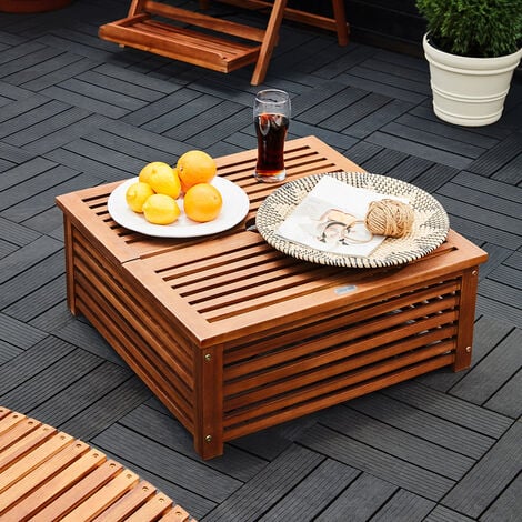 DEUBA® Parasol Base Cover  FSC®-Certified Acacia Wood  Doubles as Side Table  Weather-Resistant  Decorative & Practical  Suitable for Various Parasol Bases  62x62x26cm  8cm Hole Diameter