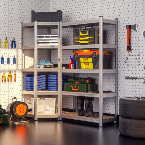 MONZANA 5 Tier Freestanding Corner Shelving Unit Heavy Duty Plug In Units Industrial Racking Warehouse Shed Workshop Storage 180x70x40cm 875KG
