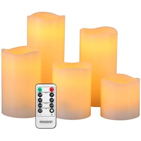 Monzana LED Candles 5x Real Wax Warm White Remote Control & Timer 10 Modes Safe Candle Smoke Free