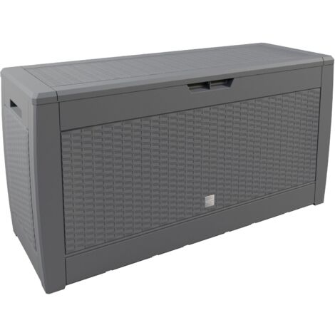 CASARIA® 310 Litre Garden Storage Chest with Rollers Hinged Lockable Lid Outdoor Cushion Box with Side Handles Weather Resistant 119x48x60cm Rattan - grey