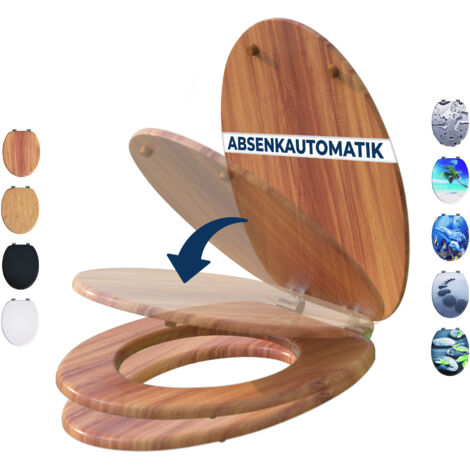 CASARIA® Double Soft-Close Toilet Seat  MDF Wood Core  Hygienic Stainless Steel Hinges  175kg Capacity Wooden Bathroom Standard D Shape Slow Top Lid Toilet Seats  Wood