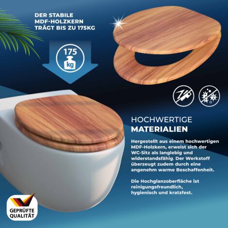 CASARIA® Double Soft-Close Toilet Seat  MDF Wood Core  Hygienic Stainless Steel Hinges  175kg Capacity Wooden Bathroom Standard D Shape Slow Top Lid Toilet Seats  Wood