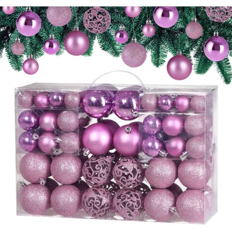 CASARIA® 100Pc Christmas Tree Baubles Set  Xmas Decorations  Festive Ornaments  Candy Pink