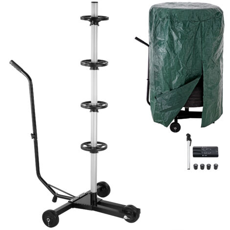 MONZANA® Aluminium Mobile Wheel Rim Tree 225mm Includes Protective Waterproof Cover 100kg Load Capacity 3 Castors Wheels Wheel Holder Tyre Stand Black