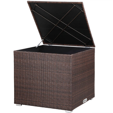 CASARIA® Polyrattan Garden Cushion Storage Box With Lid 318 Litres 75x75x70cm Brown