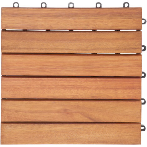 CASARIA® Interlocking Decking Tile FSC® Certified Eucalyptus or Acacia Wood Patio Garden Balcony Outdoor Deck Terrace Multipack  Eucalyptus