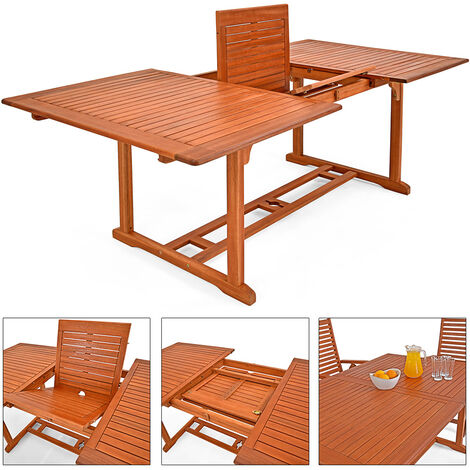 Casaria Garden Table Unikko 200 cm (78 IN) FSC®-certified Eucalyptus Hardwood Extendable Dining Table Terrace Outdoor