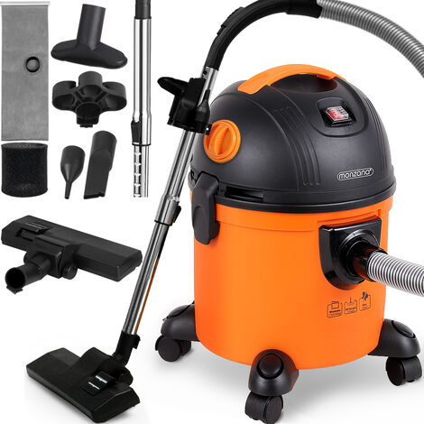 MONZANA® Wet Dry Vacuum Cleaner 1200W Blowing Function 15L Dust Container Multi Purpose Household Floor Dirt Water Vac 8m Operating Radius Including Accessories Orange Black