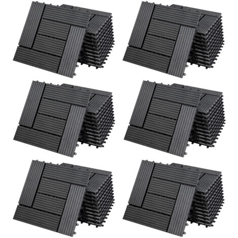 CASARIA® WPC Composite Decking Tiles 30x30cm  Cuttable Interlocking System  Drainage System  Garden Balcony Patio Click Lock-In Flooring Deck  Anthracite Terracotta Multipack  66x Mosaic anthracite