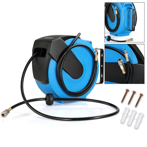 Retractable Air Hose Reel Auto Self-Winding Wall Mounted 1/4 10m+90cm -  All Tools Direct