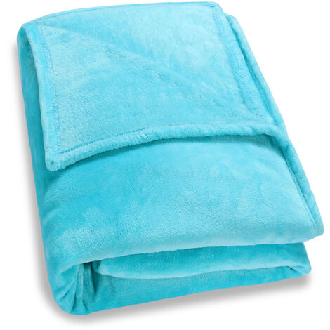 Faux Fur Throws Fleece Blanket Soft, Light Blue Throws For Sofas